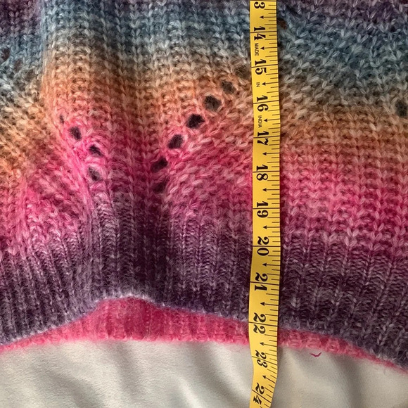 Talulah size medium rainbow ombré oversized loose knit 4% wool sweater crew neck - Picture 10 of 12